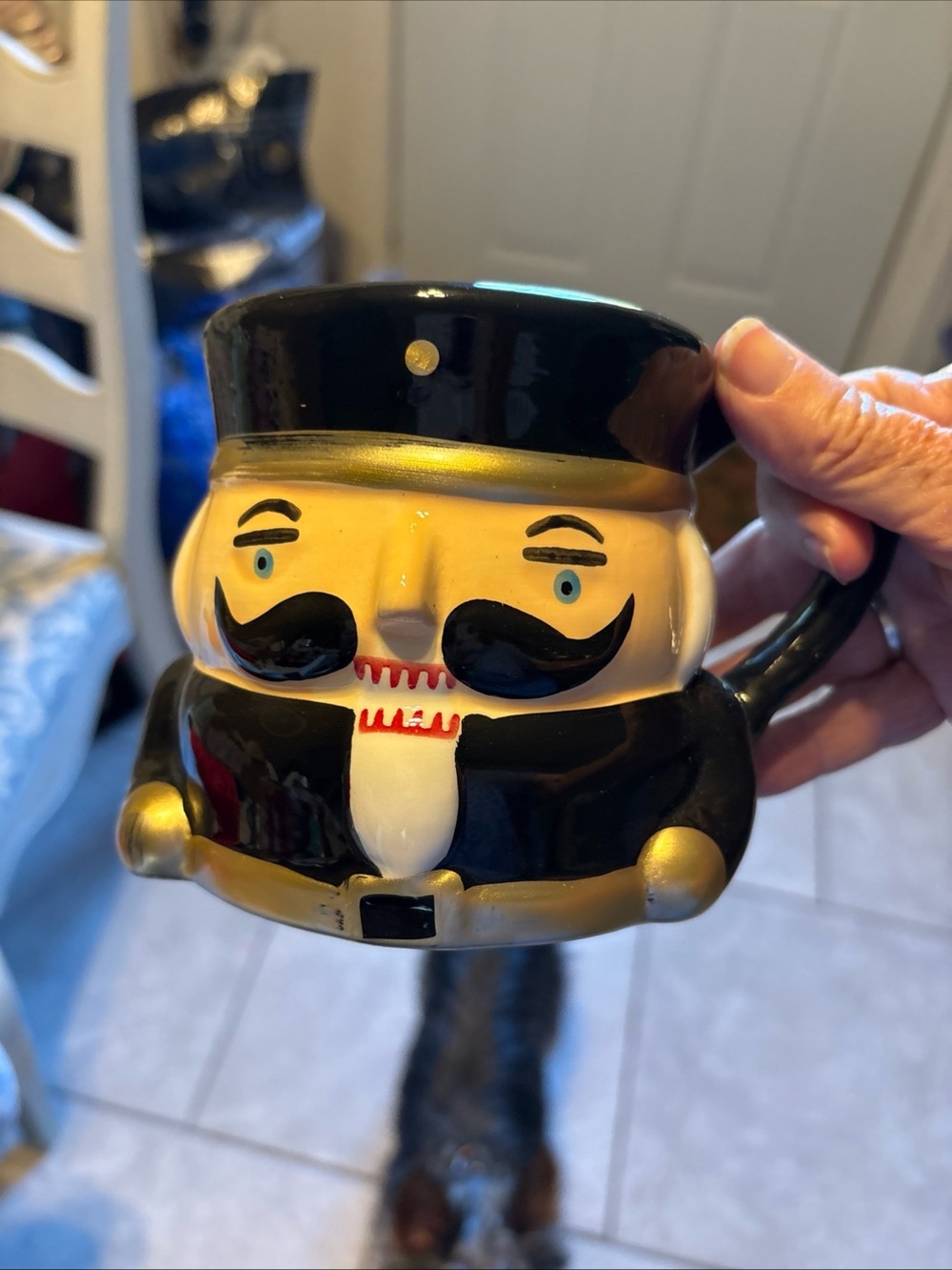 Soldier Face Ceramic Mug - Black and Gold